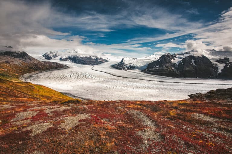 knik glacier in the fall
