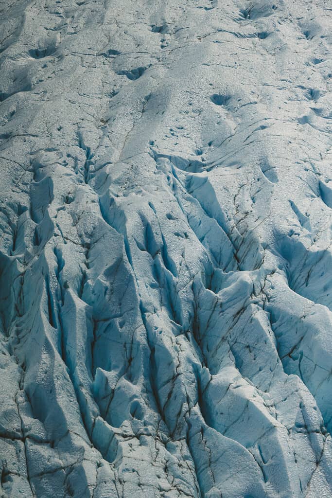 from the air crevasses look quite small but they can actually be hundreds of feet deep