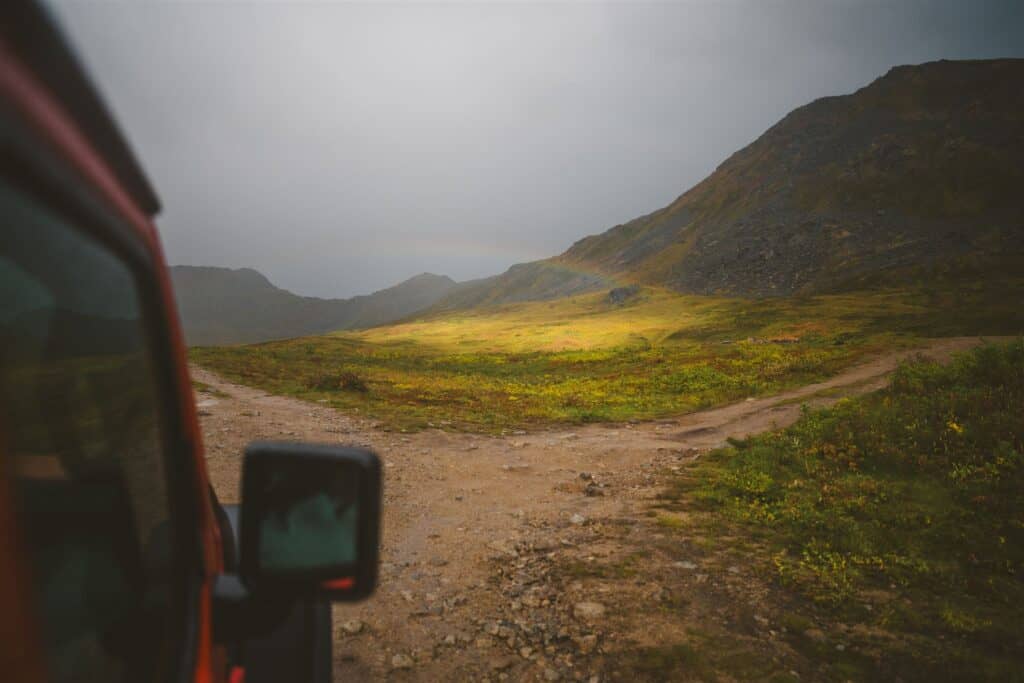 beautiful rainbow after a summer storm in Hatcher Pass