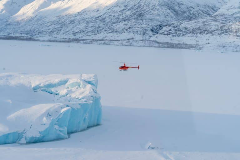 Knik glacier in winter helicopter flightseeing