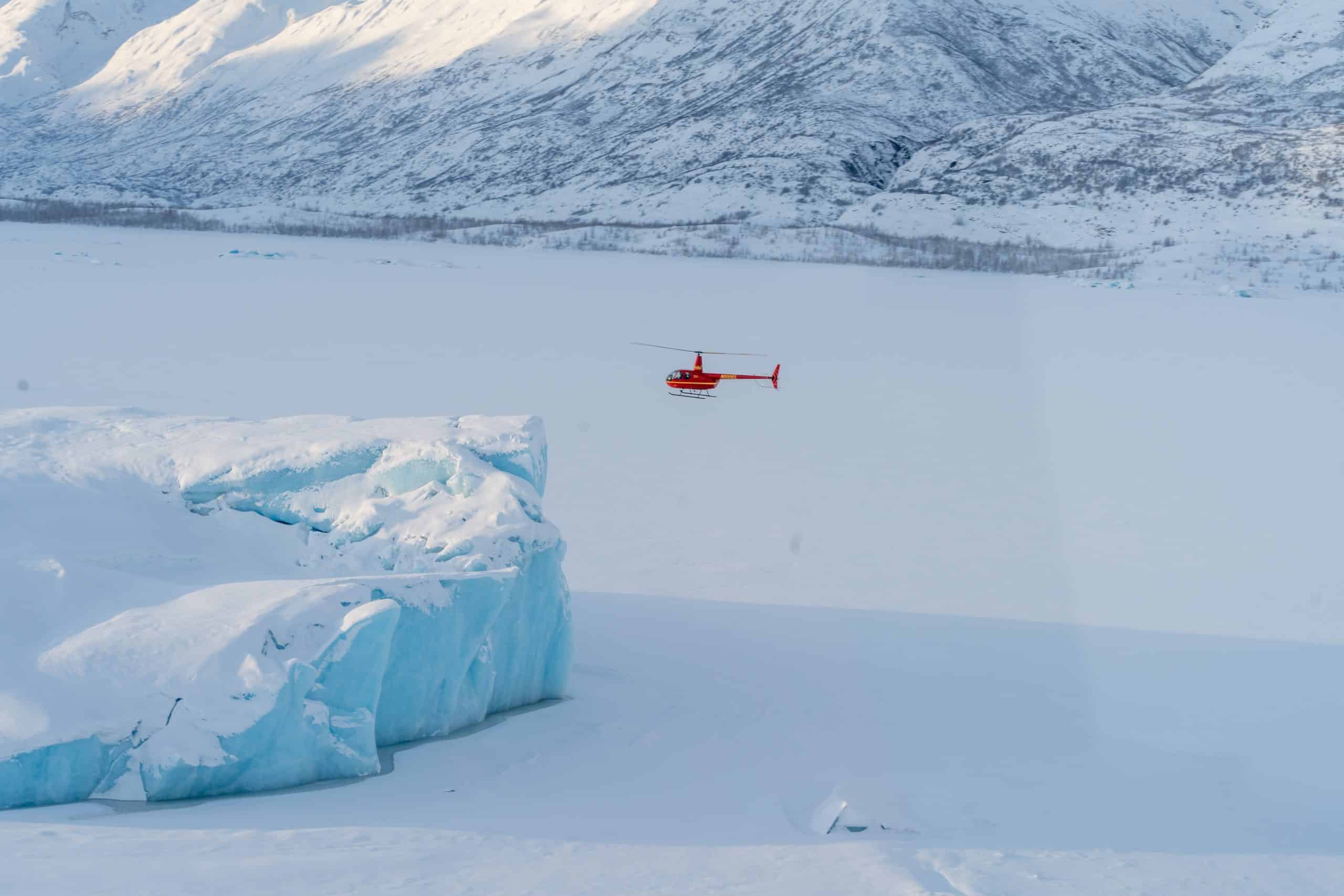 Knik glacier in winter helicopter flightseeing