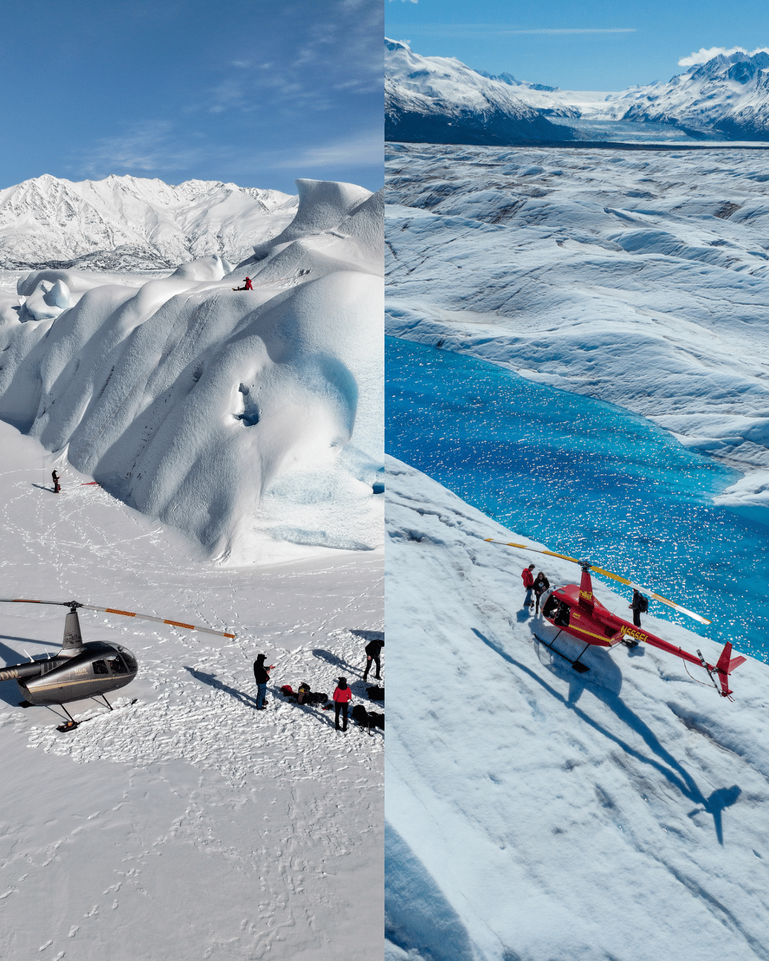 Summer vs winter in knik glacier alaska
